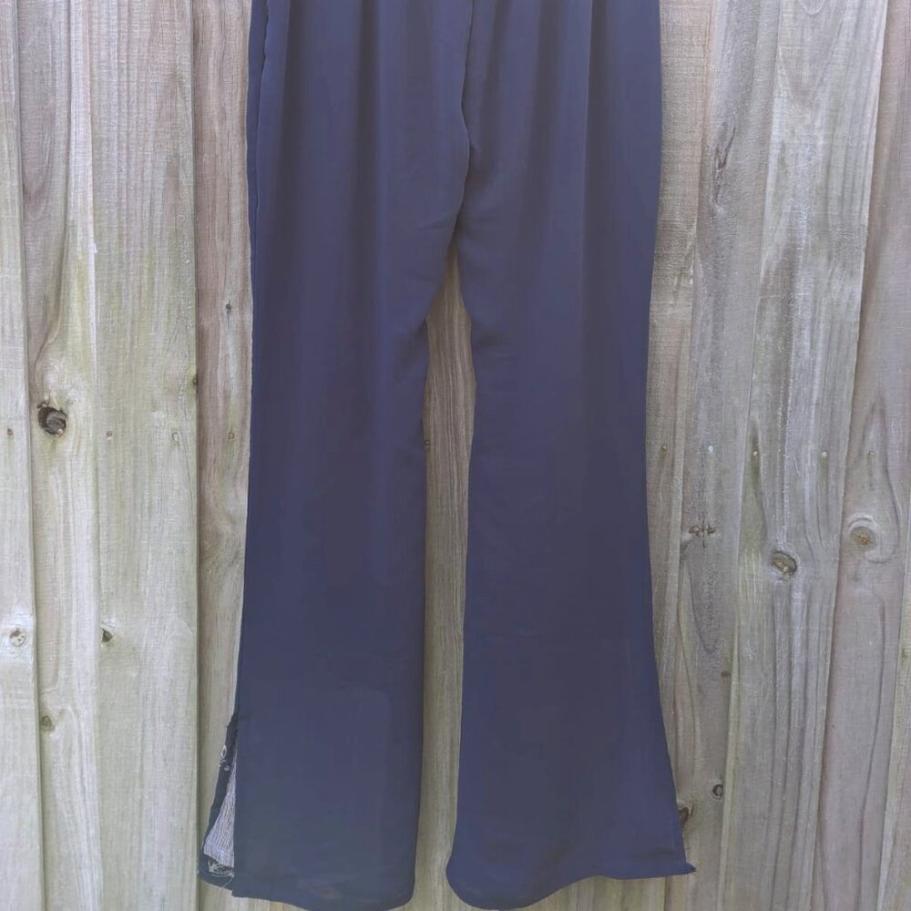 Perfect Navy Long Pants, Wide Leg, Elastic Back and side ziipperWaste, India, M